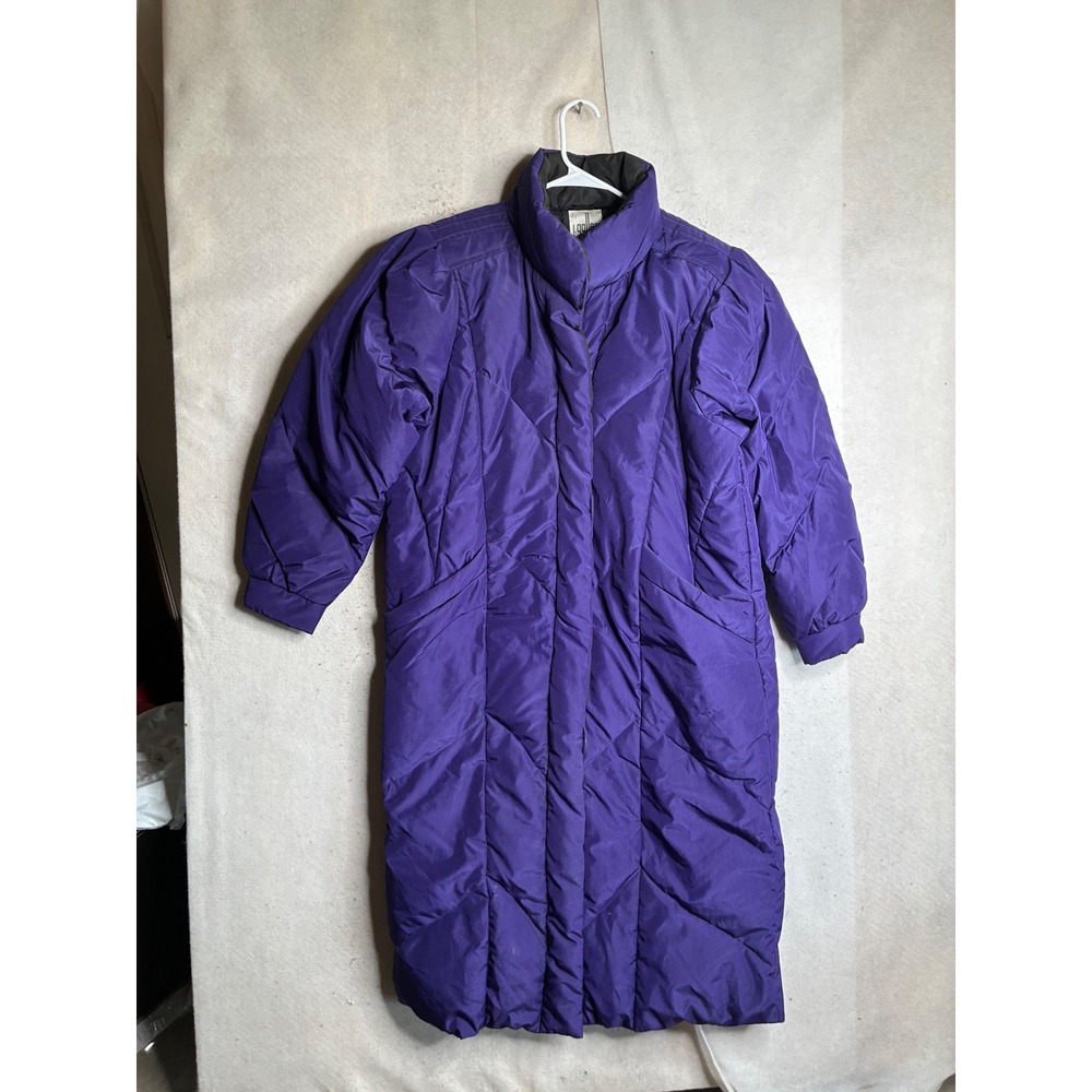 VTG J. Gallery Purple Down Puffer Coat Long Quilted Winter Jacket Womens L